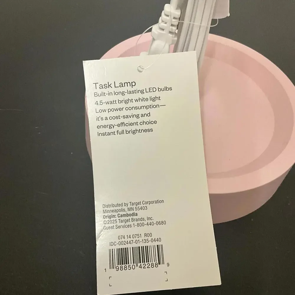 Brand New Room Essentials Pink Orange Task Table Desk Lamp With USB Outlets